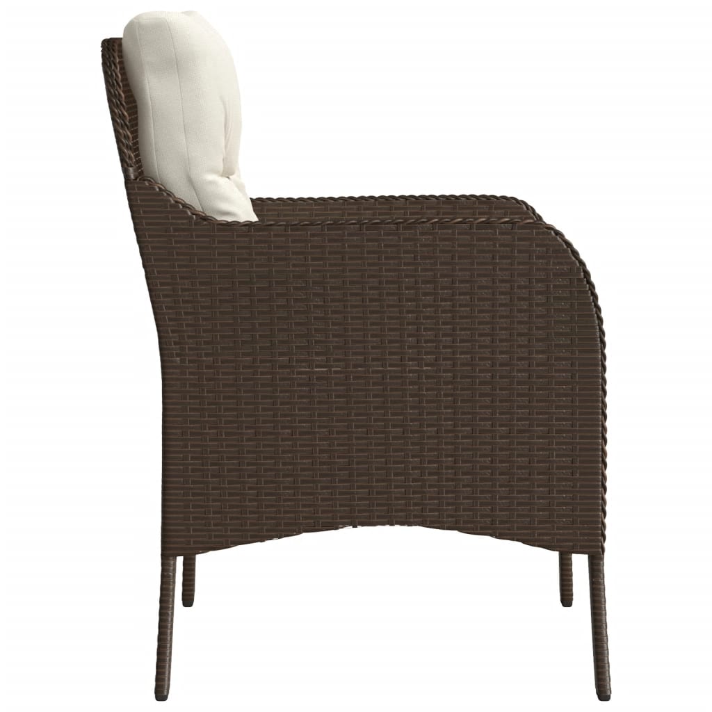 vidaXL Garden Chairs with Cushions 2 pcs Brown Poly Rattan