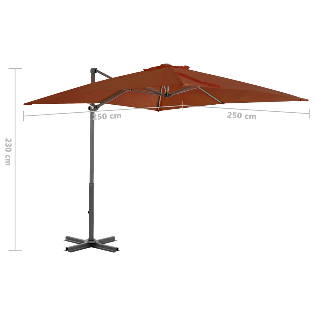 vidaXL Cantilever Umbrella with Aluminium Pole Terracotta 250x250 cm