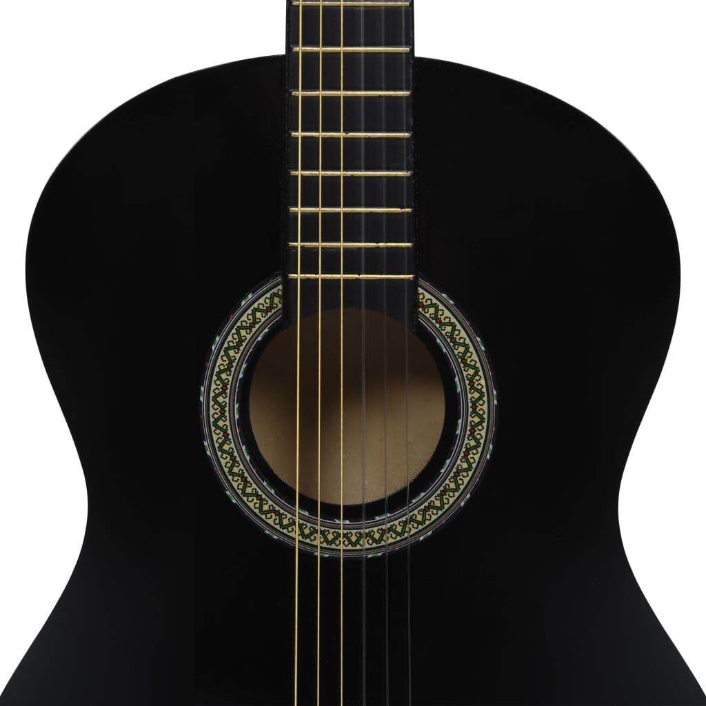 vidaXL Classical Guitar for Beginner Black 4/4 39" Basswood