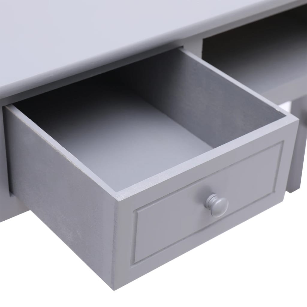 vidaXL Desk Grey 108x45x76 cm Solid Wood Paulownia