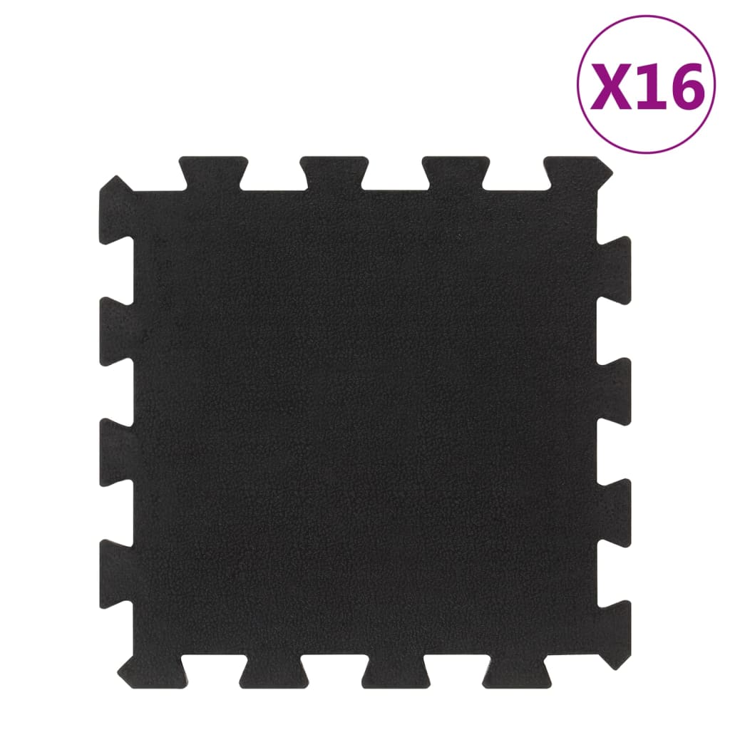 vidaXL Rubber Floor Tiles 16 pcs Black 16 mm 30x30 cm