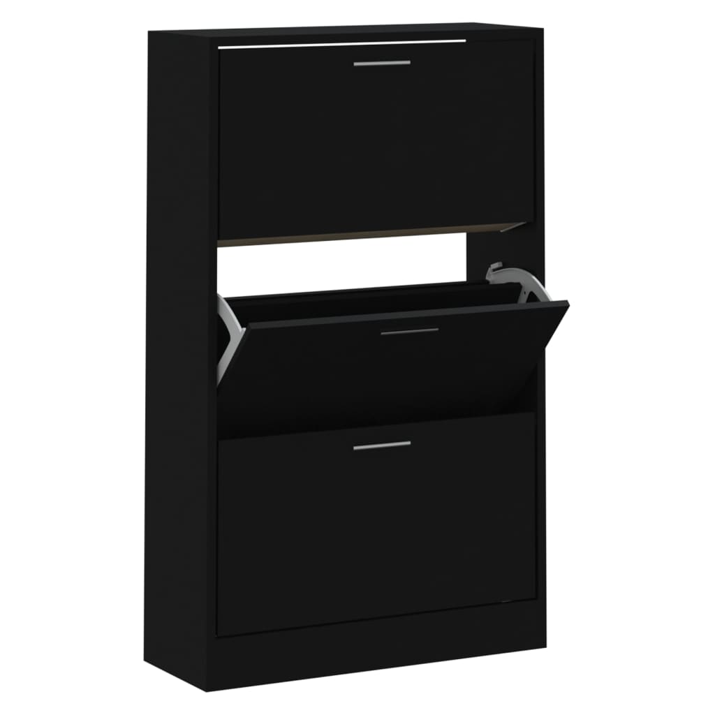 vidaXL Shoe Cabinet Black 63x24x103 cm Engineered Wood