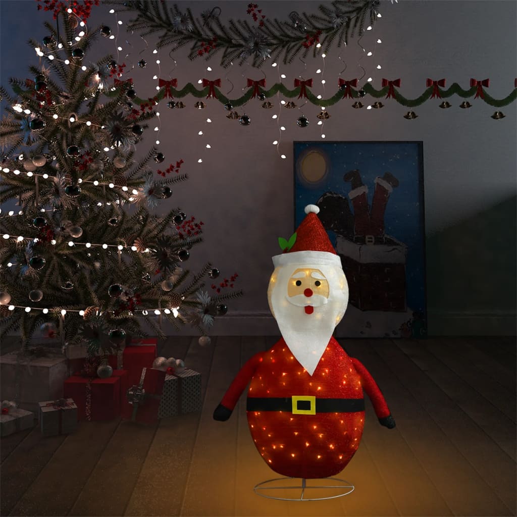 vidaXL Decorative Christmas Santa Claus Figure LED Luxury Fabric 90cm