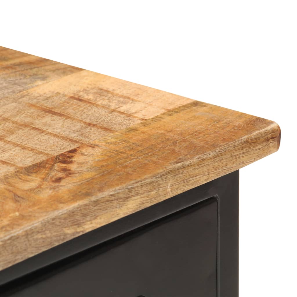 vidaXL Sideboard 110x30x65 cm Solid Rough Mango Wood and Steel