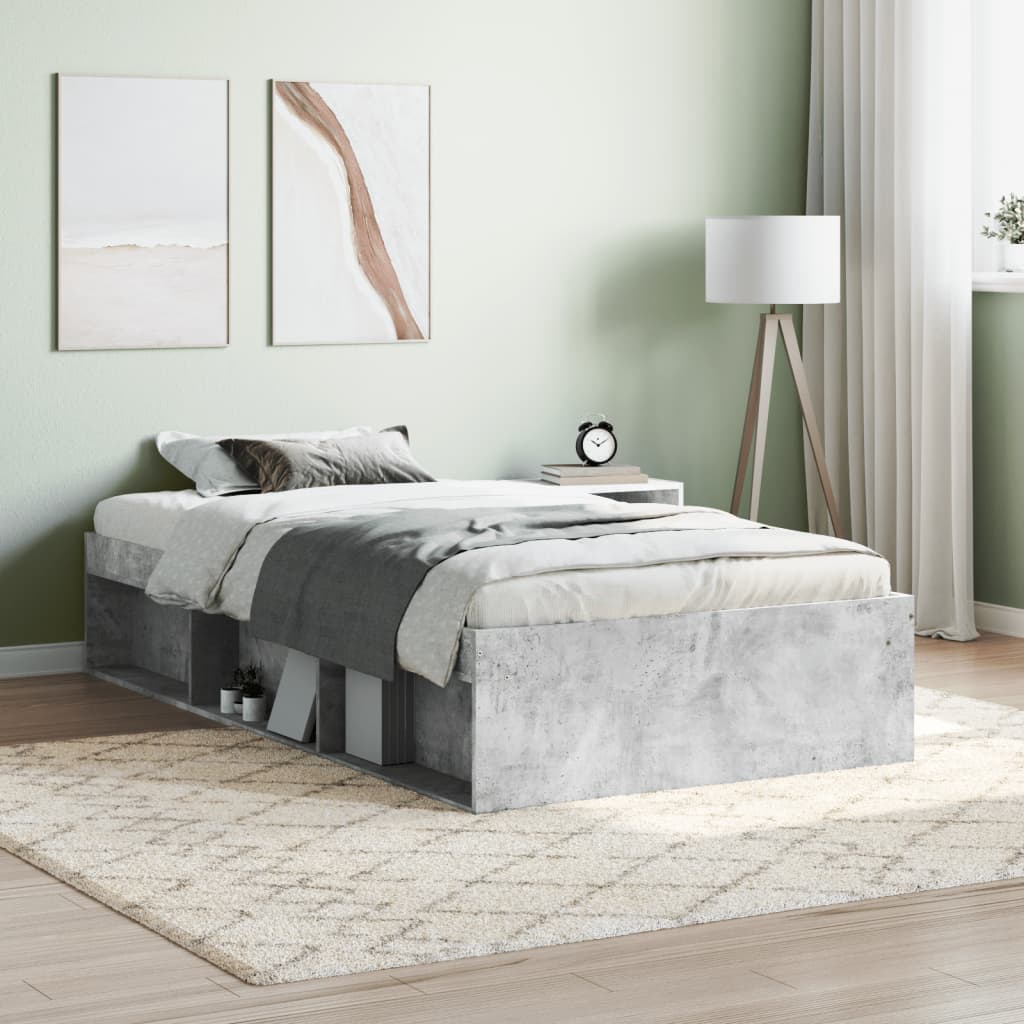 vidaXL Bed Frame Concrete Grey 90x190 cm Single