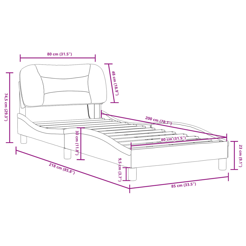 vidaXL Bed Frame with LED Lights Cappuccino 80x200 cm Faux Leather