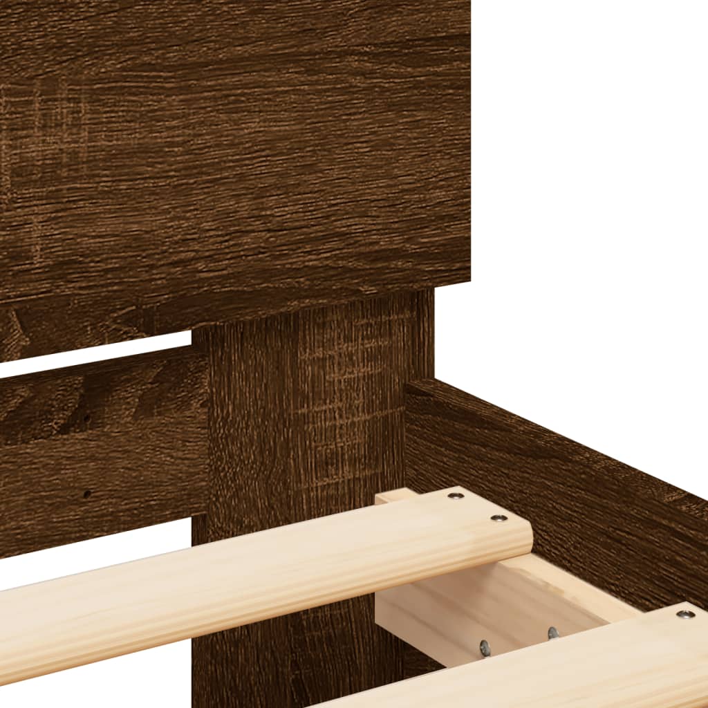 vidaXL Bed Frame with Headboard Brown Oak 75x190 cm Small Single Engineered wood