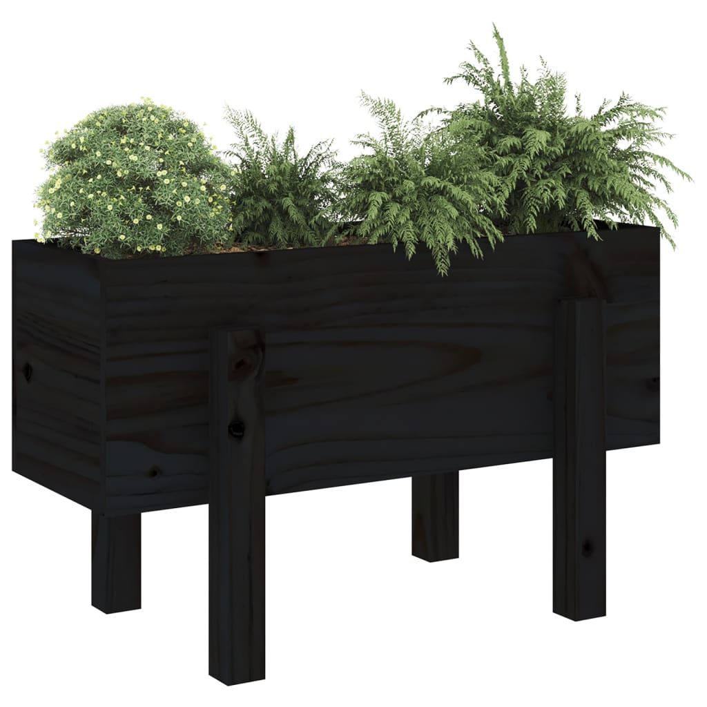 vidaXL Garden Planter Black 62x30x38 cm Solid Wood Pine