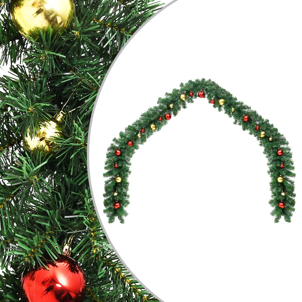 vidaXL Christmas Garland Decorated with Baubles 20 m