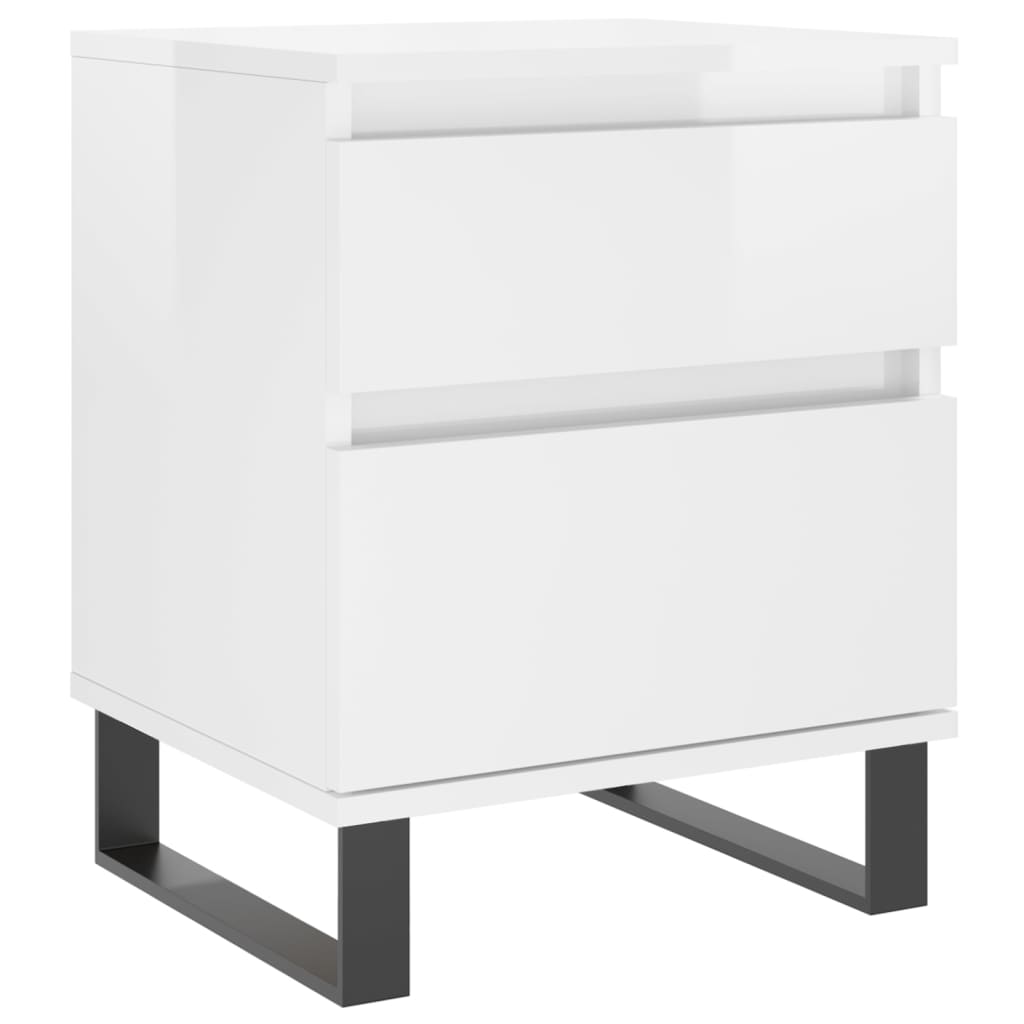 vidaXL Bedside Cabinet High Gloss White 40x35x50 cm Engineered Wood