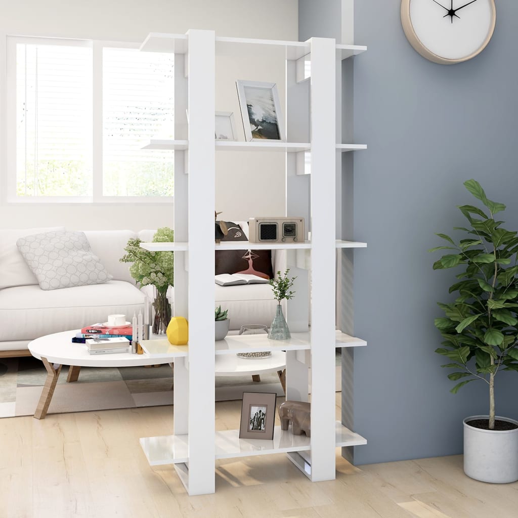 vidaXL Book Cabinet/Room Divider High Gloss White 80x30x160 cm