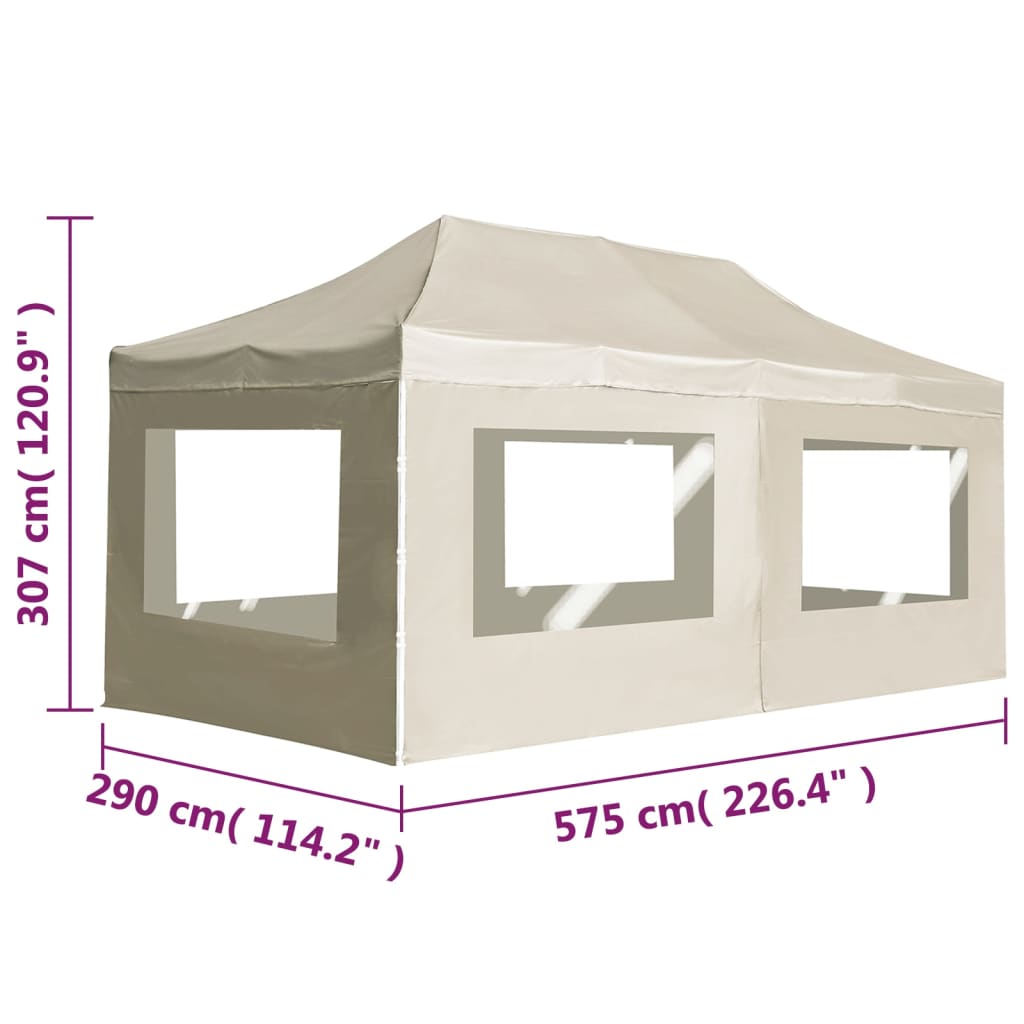 vidaXL Professional Folding Party Tent with Walls Aluminium 6x3 m Cream