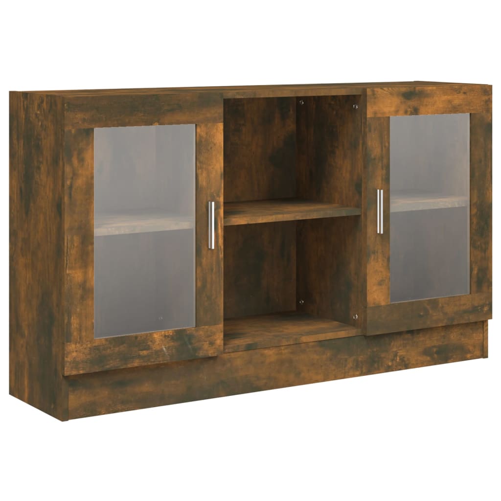 vidaXL Vitrine Cabinet Smoked Oak 120x30.5x70 cm Engineered Wood