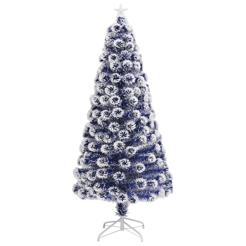 vidaXL Artificial Pre-lit Christmas Tree White&Blue 150 cm Fibre Optic
