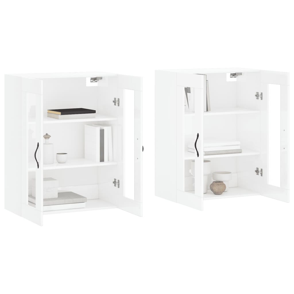 vidaXL Wall Mounted Cabinets 2 pcs High Gloss White Engineered Wood