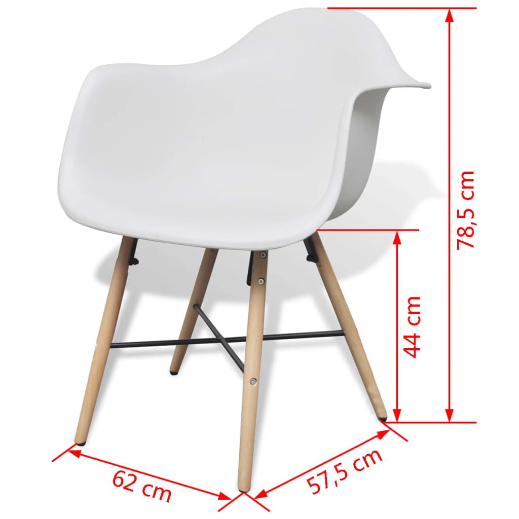 vidaXL Dining Chairs 6 pcs White Plastic and Beechword