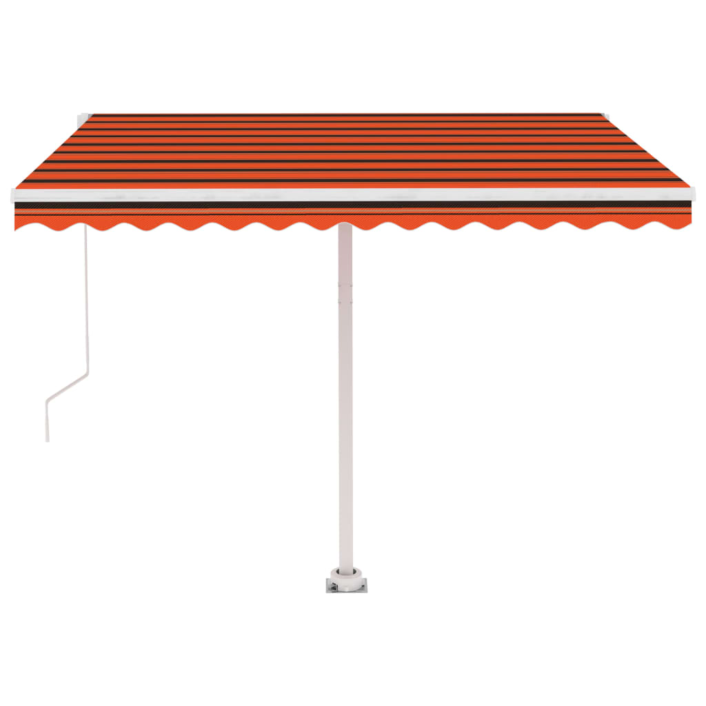 vidaXL Manual Retractable Awning with LED 300x250 cm Orange and Brown