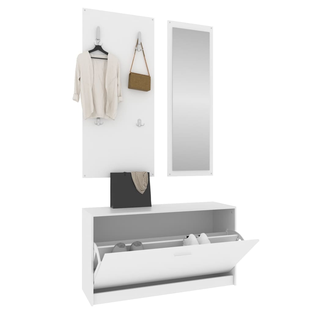vidaXL 3-in-1 Shoe Cabinet Set White Engineered Wood