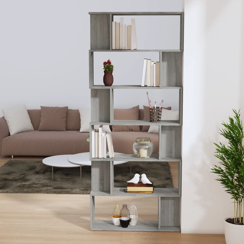 vidaXL Book Cabinet/Room Divider Grey Sonoma 80x24x192 cm Engineered Wood