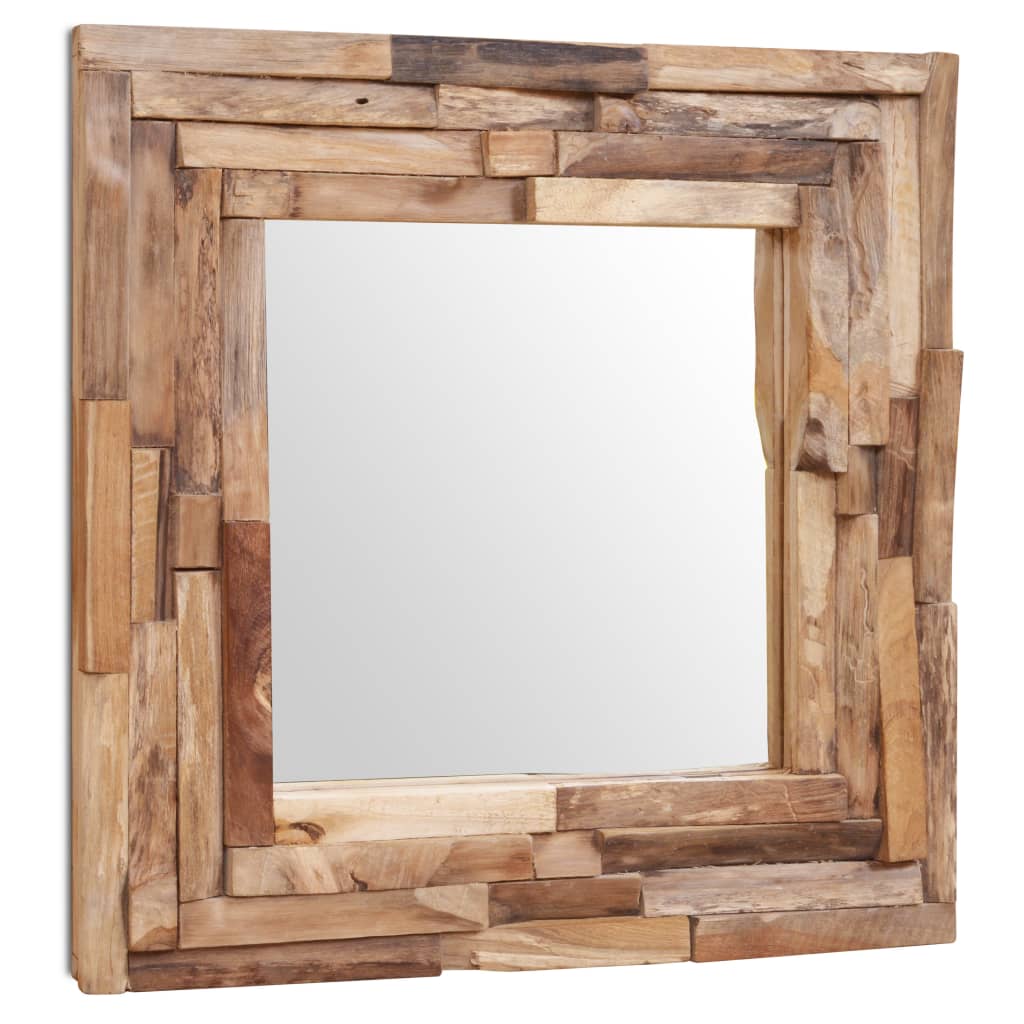 vidaXL Decorative Mirror Teak 60x60 cm Square