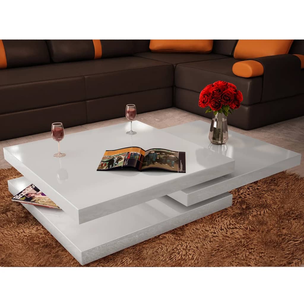 vidaXL Coffee Table 3 Tiers High Gloss White