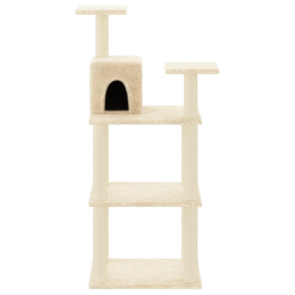 vidaXL Cat Tree with Sisal Scratching Posts Cream 119 cm vidaXL