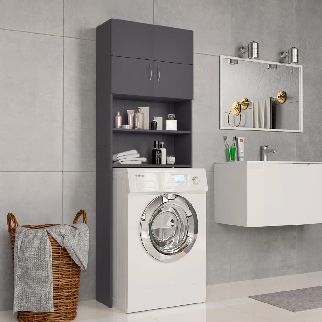 vidaXL Washing Machine Cabinet Grey 64x25.5x190 cm Engineered Wood