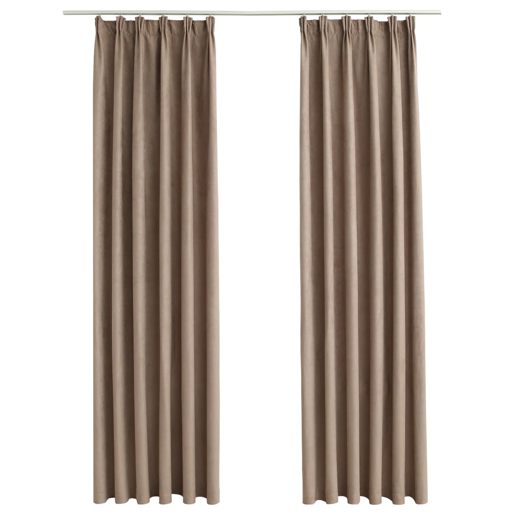 vidaXL Blackout Curtains with Hooks 2 pcs Taupe 140x245 cm