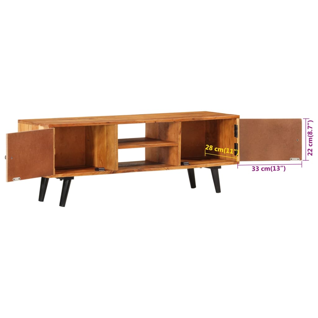 vidaXL TV Cabinet with Doors 112x30x40 cm Solid Wood Acacia and Metal