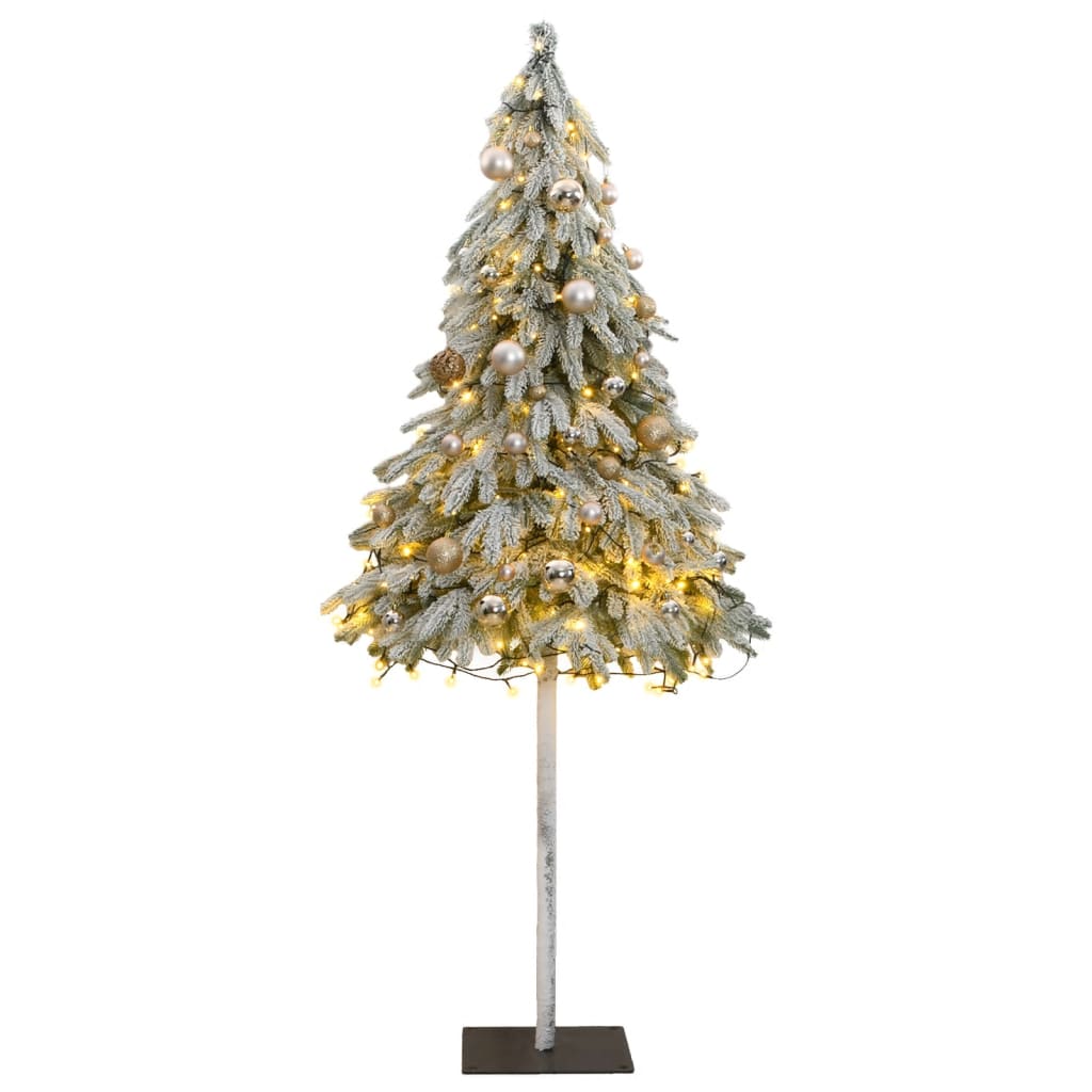 vidaXL Artificial Christmas Tree 300 LEDs&Ball Set&Flocked Snow 210 cm