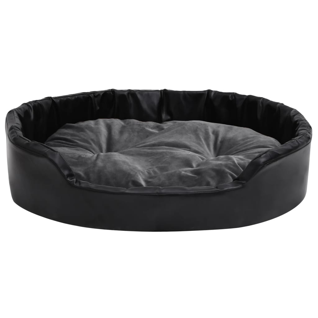 vidaXL Dog Bed Black and Dark Grey 90x79x20 cm Plush and Faux Leather