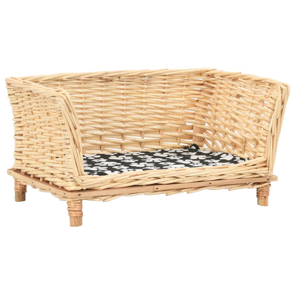 vidaXL Dog Basket with Cushion 50x33x30 cm Natural Willow