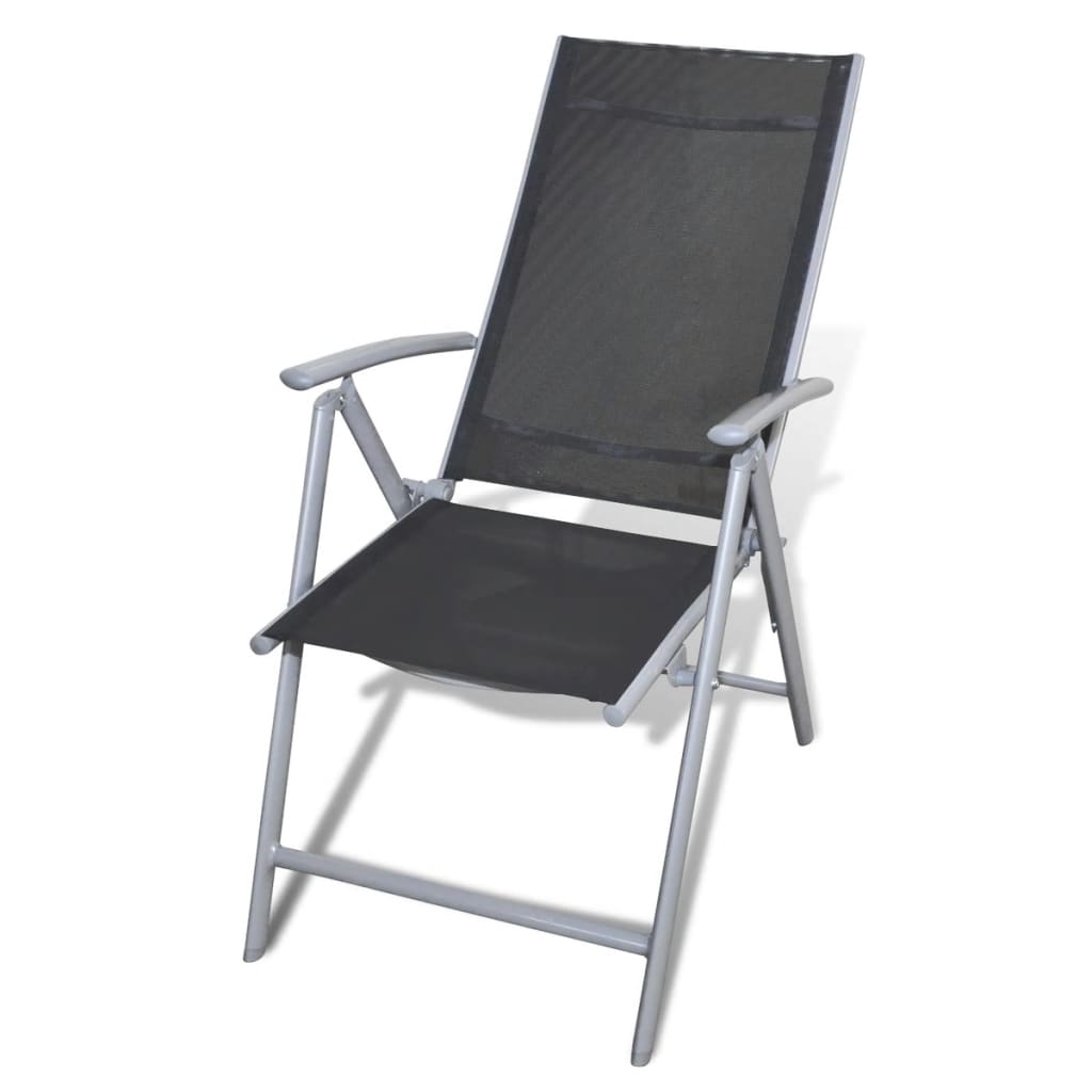 vidaXL Folding Garden Chairs 3 pcs Aluminium Black