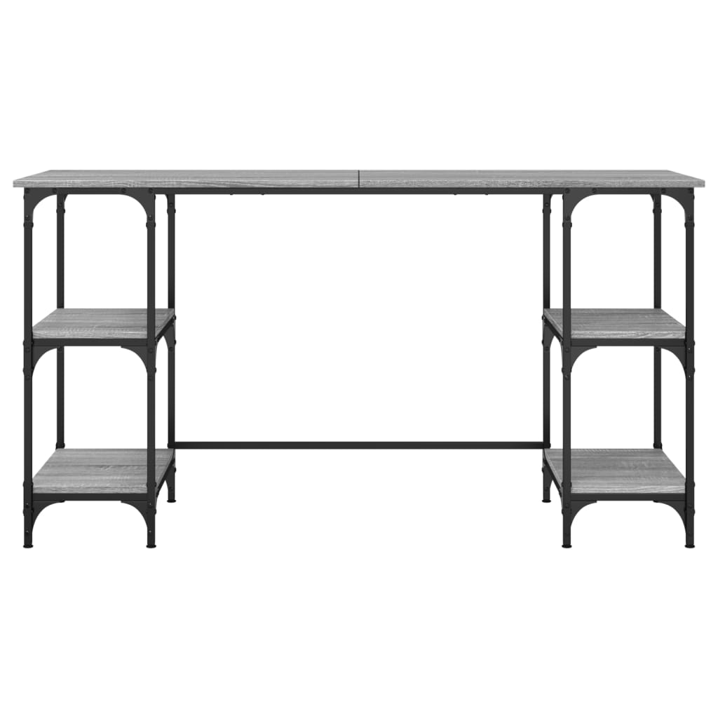 vidaXL Desk Grey Sonoma 140x50x75 cm Metal and Engineered Wood