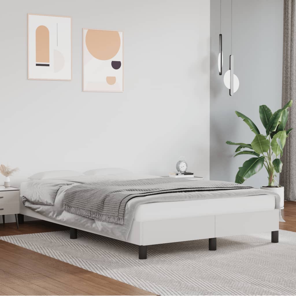 vidaXL Bed Frame White 120x190 cm Small Double Faux Leather