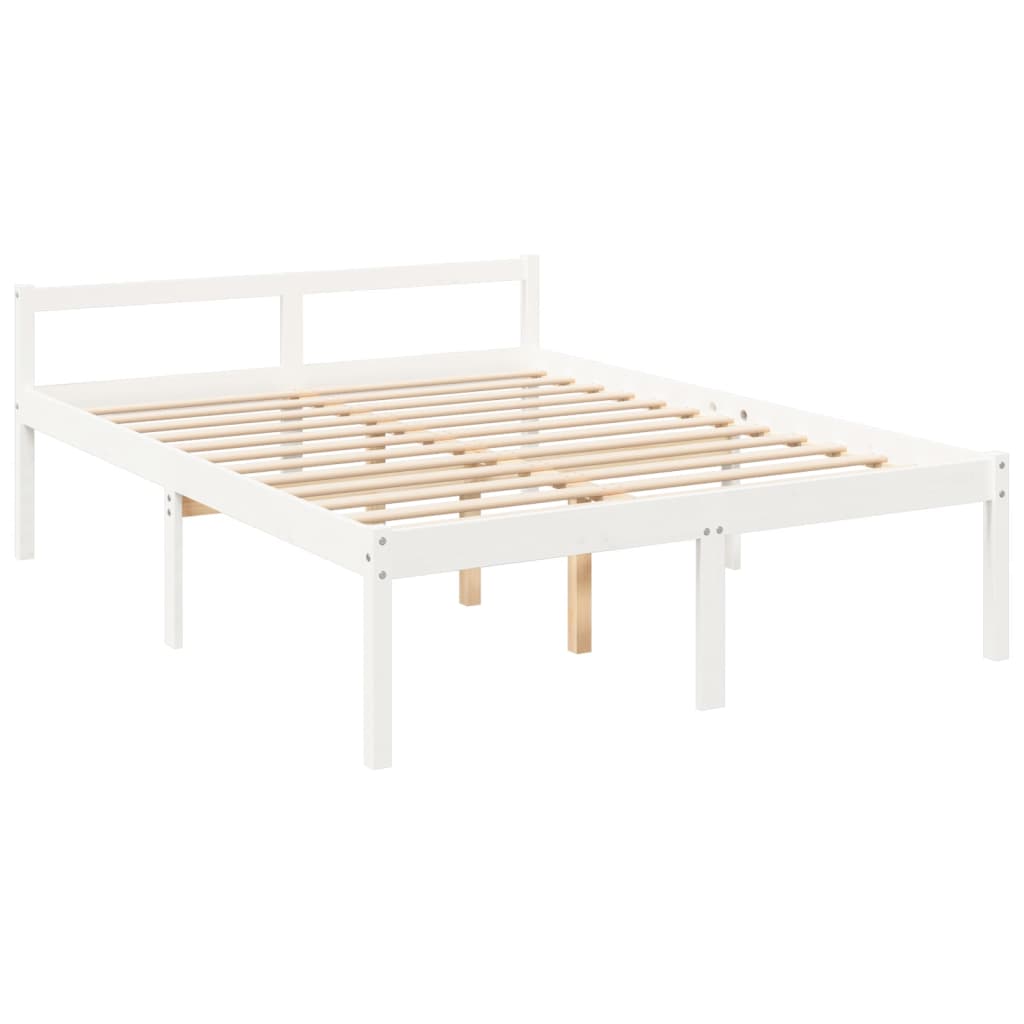 vidaXL Bed Frame with Headboard White 160x200 cm Solid Wood