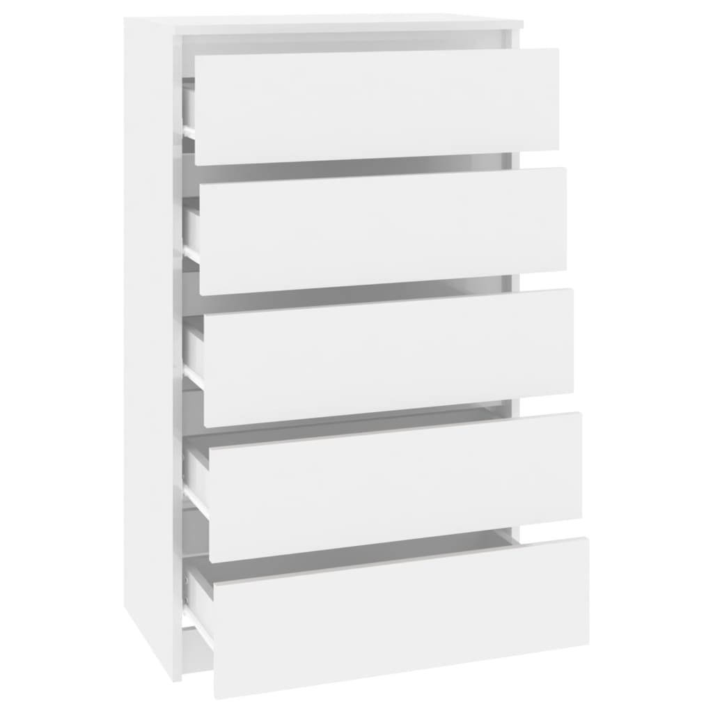 vidaXL Drawer Cabinet High Gloss White 60x36x103 cm Engineered Wood