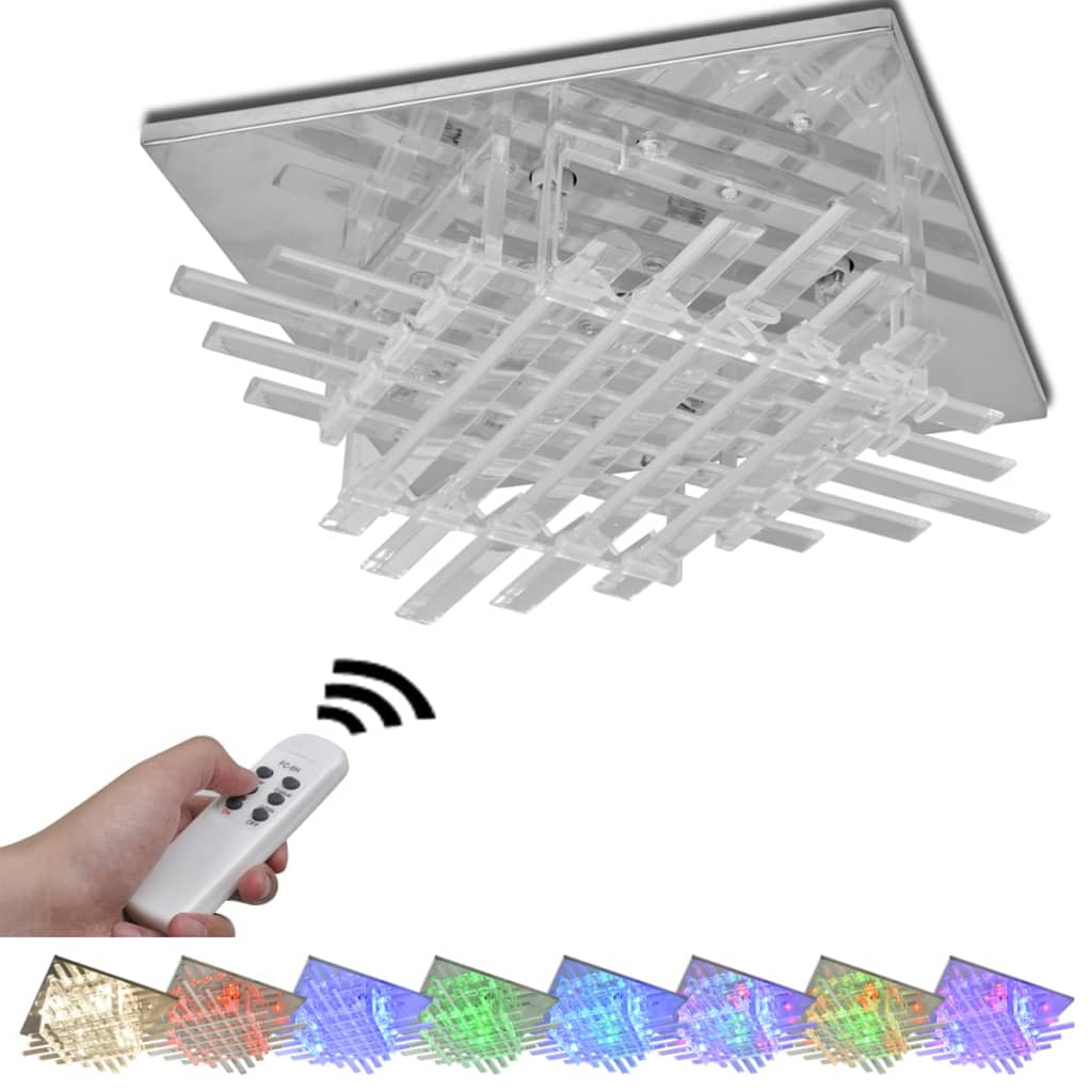 Square RGB LED Ceiling Lamp with Glass Strips