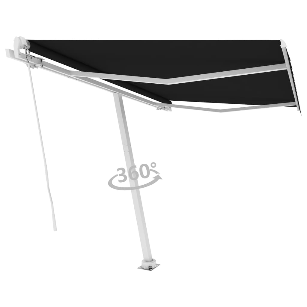 vidaXL Freestanding Manual Retractable Awning 350x250 cm Anthracite