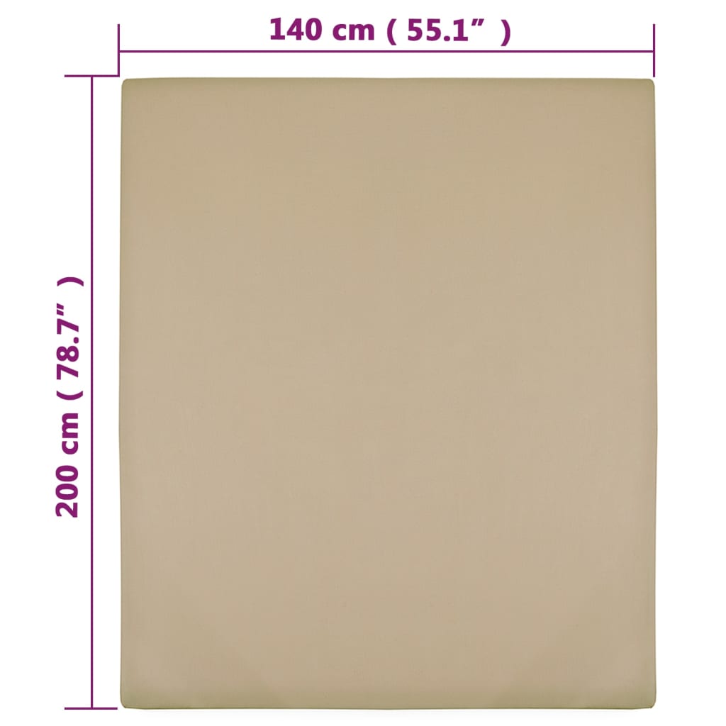vidaXL Jersey Fitted Sheet Taupe 140x200 cm Cotton
