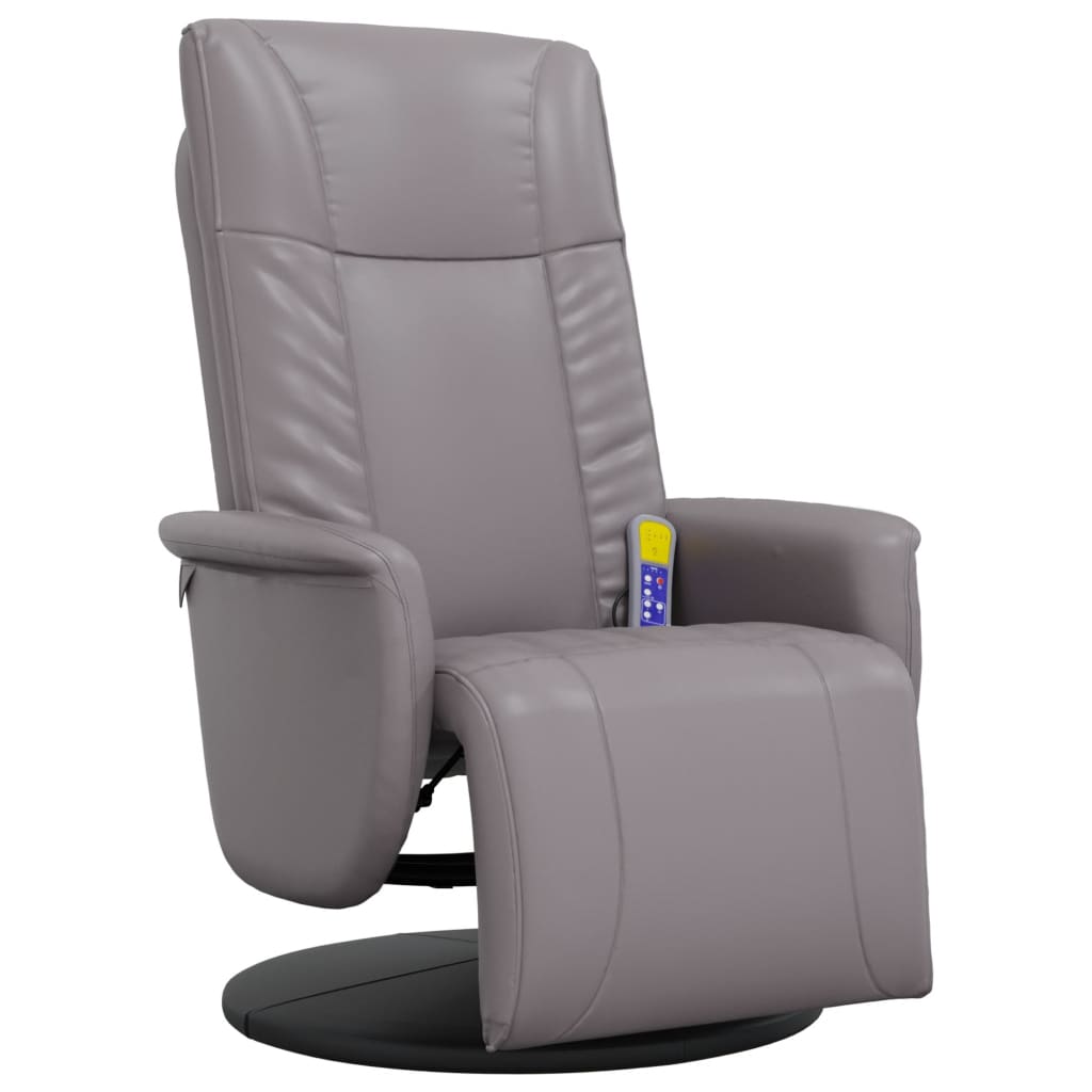 vidaXL Massage Recliner Chair with Footrest Grey Faux Leather