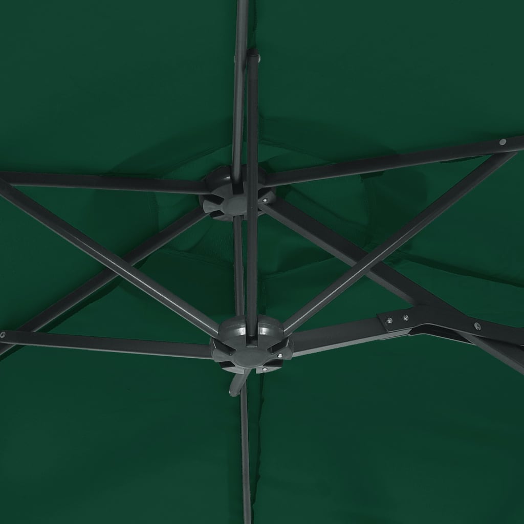vidaXL Double-Head Parasol with LEDs Green 316x240 cm