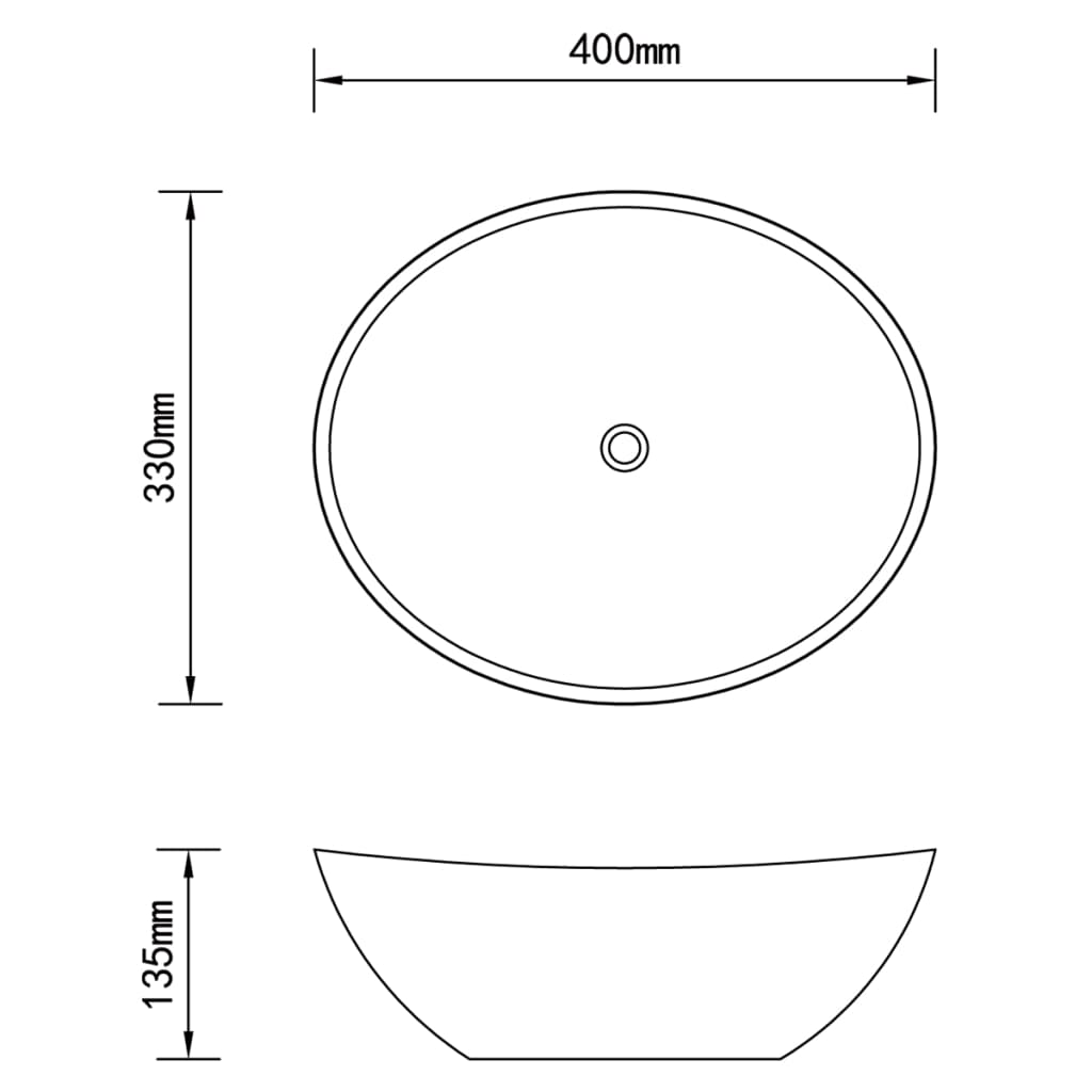 vidaXL Luxury Ceramic Basin Oval-shaped Sink White 40 x 33 cm