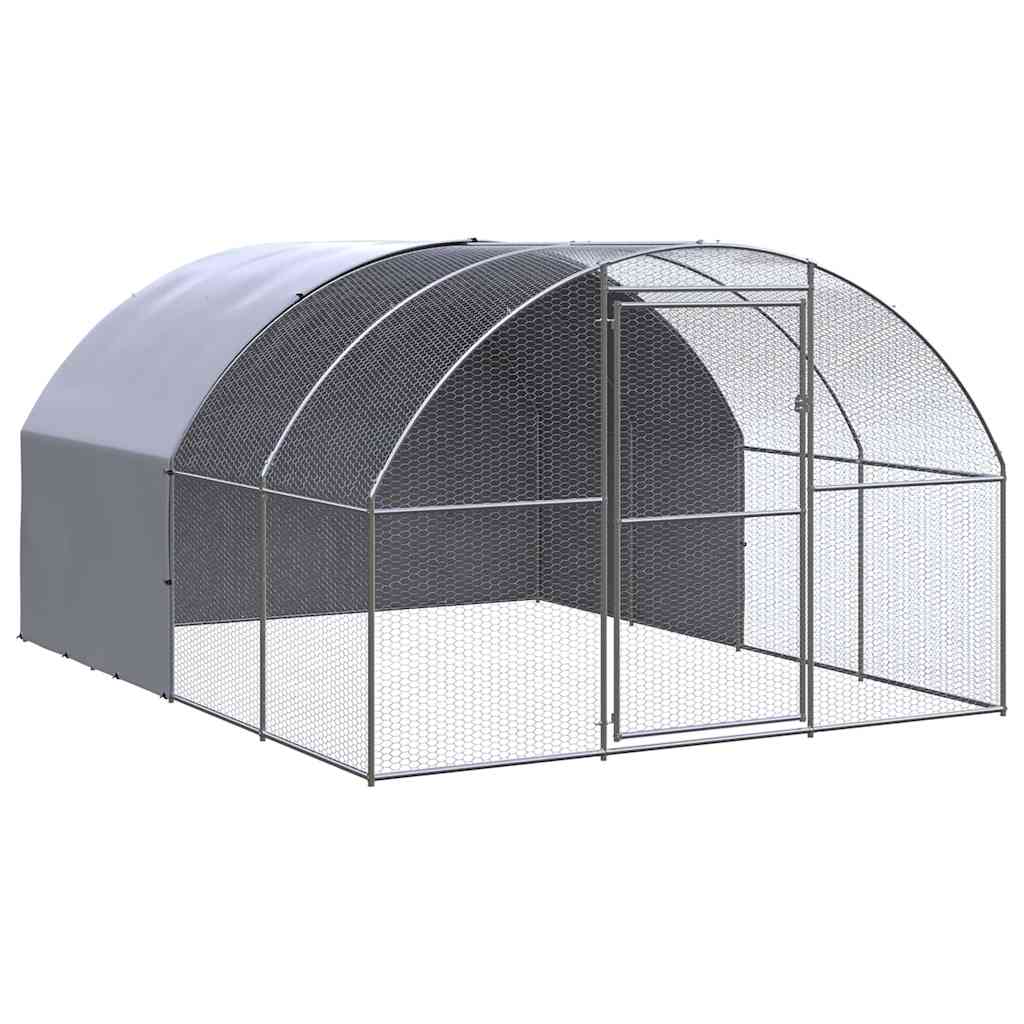 vidaXL Outdoor Chicken Coop 3x4x2 m Galvanised Steel vidaXL.co.uk