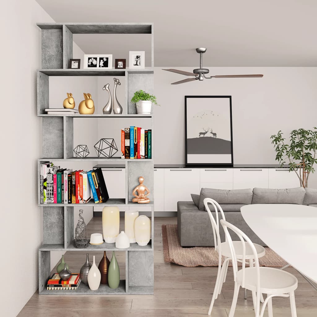 vidaXL Book Cabinet/Room Divider Concrete Grey 80x24x192 cm Chipboard