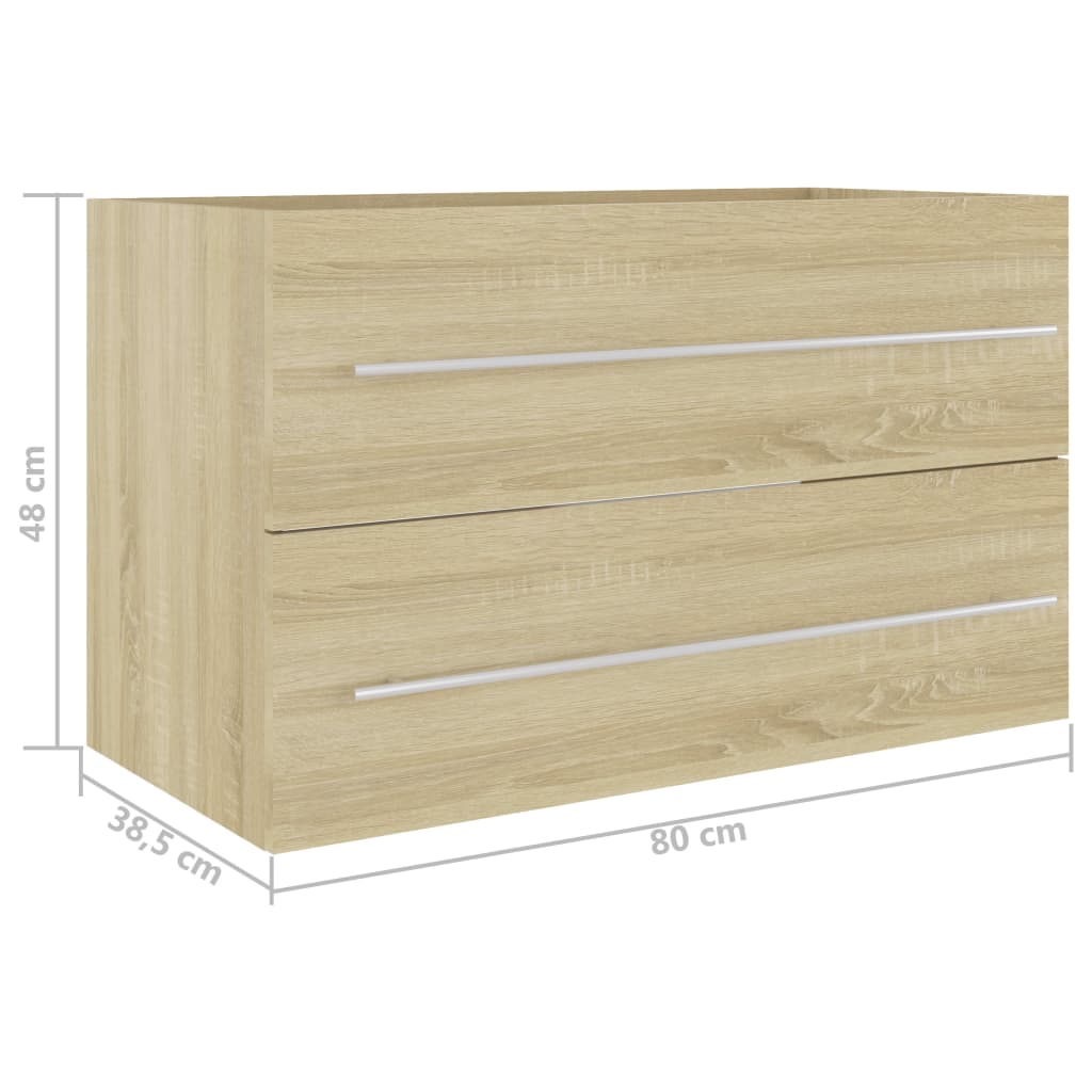 vidaXL Sink Cabinet Sonoma Oak 80x38.5x48 cm Engineered Wood
