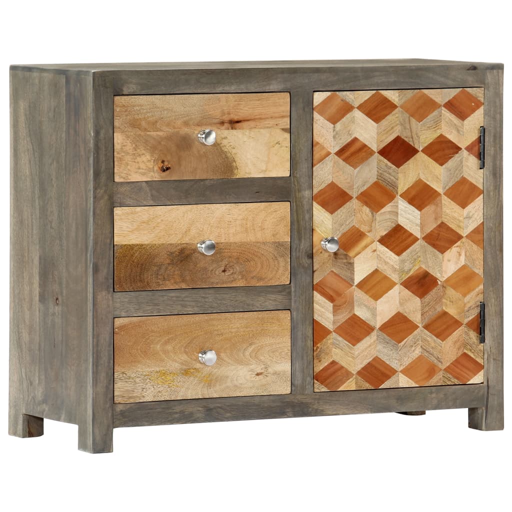 vidaXL Side Cabinet Grey 75x30x60 cm Solid Mango Wood