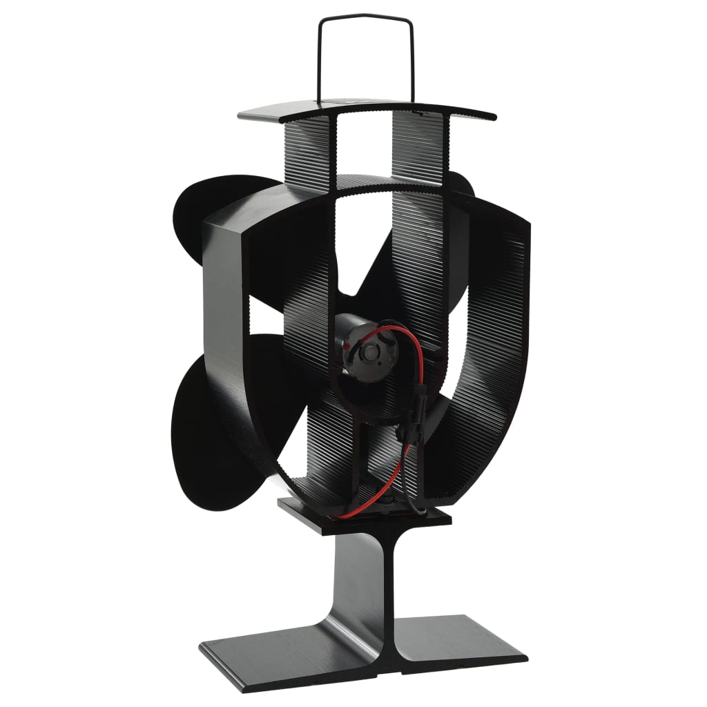 vidaXL Heat Powered Stove Fan 4 Blades Black | vidaXL.co.uk