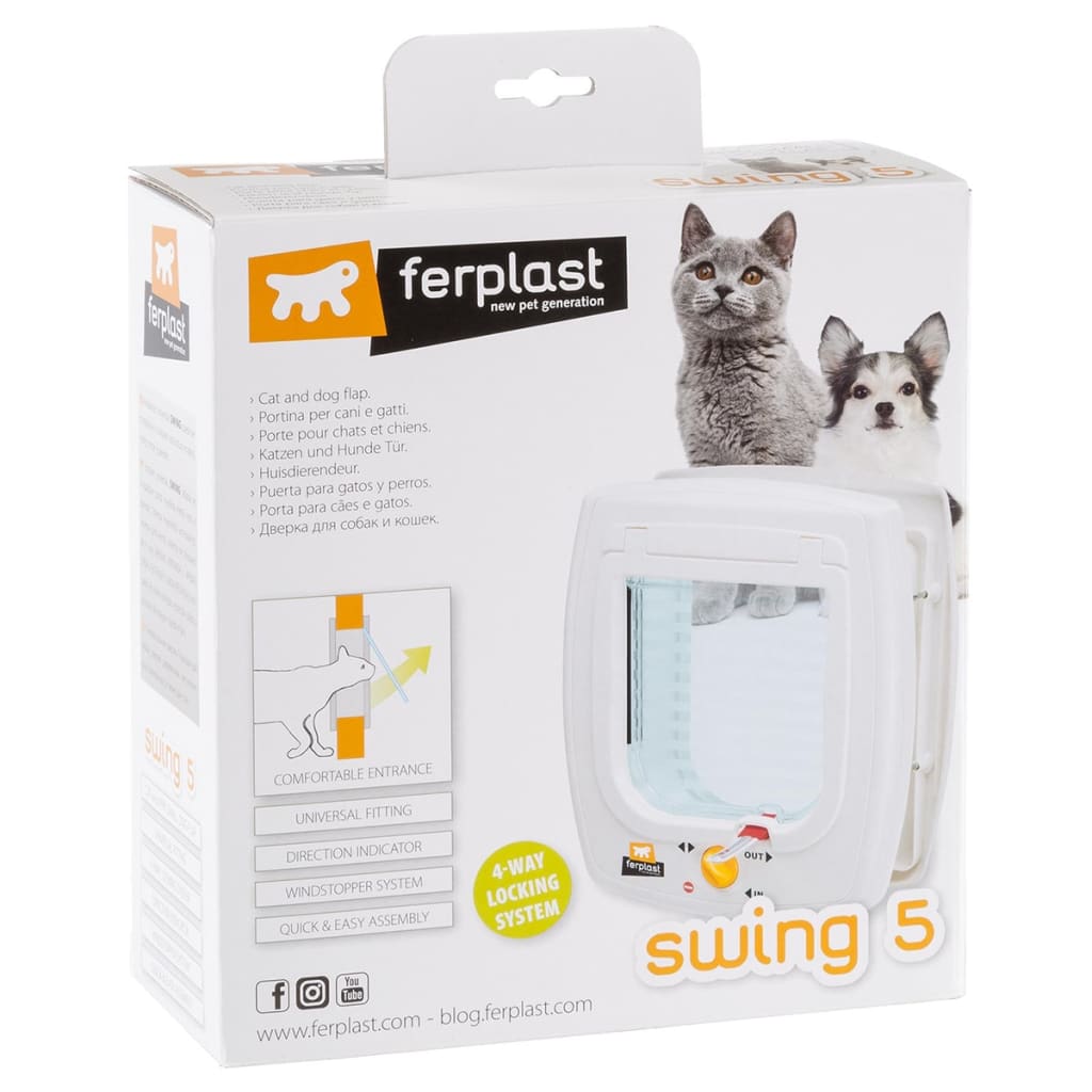 Ferplast 4-Way Manual Cat Flap Swing 5T White 72103011