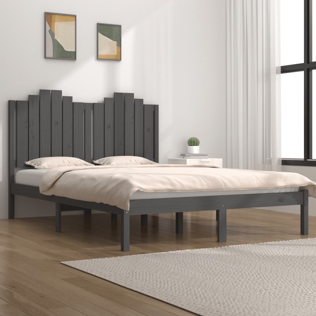 vidaXL Bed Frame Grey Solid Wood Pine 120x200 cm